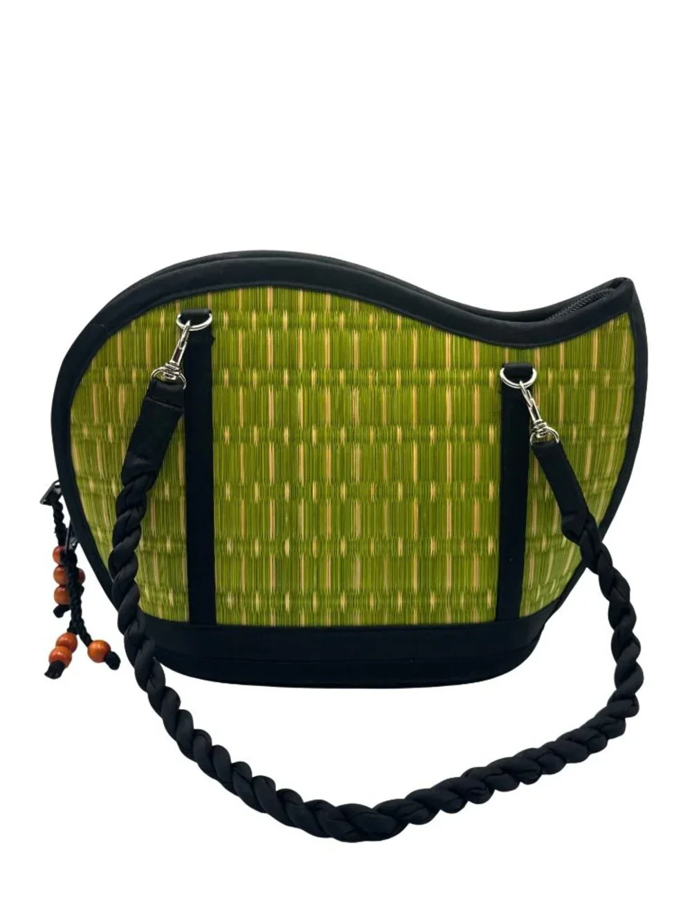 Baskets of Cambodia Kiri Wave Shoulder Bag Purse Medium Green Woven 2032